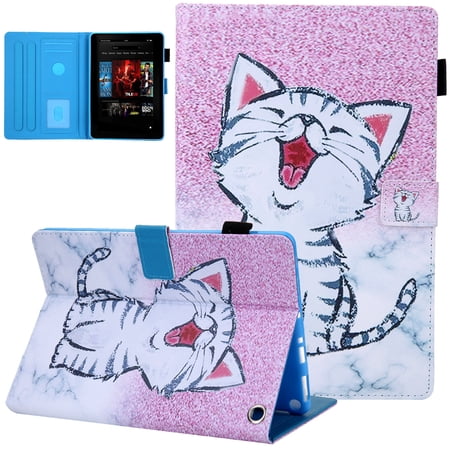 Case for All-New Fire HD 10 & HD 10 Plus Tablet (11th Generation, 2021 Release), Elepower Slim Premium PU Leather Multiple Angle Viewing Folio Stand Smart Cover with Auto Wake/Sleep, Happy Cat