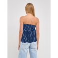 thumbnail image 6 of Women Y2k Tube Tops Strapless Floral Bandeau Vest Tie Up Sleeveless Backless Cute Tops Grunge Clothes Dark Blue L, 6 of 9