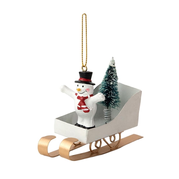 Adorno de trineo para árbol de Navidad, colgante, figuras de trineo, escena, exhibición, manualidades para Blanco
