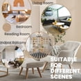 thumbnail image 7 of Guyou Faux Fur Accent Chair with Ottoman - 32" Wide Plush Lounge Chair for Living Room, Round Tufted Back Armchair, Cozy Reading Chair, White, 7 of 7