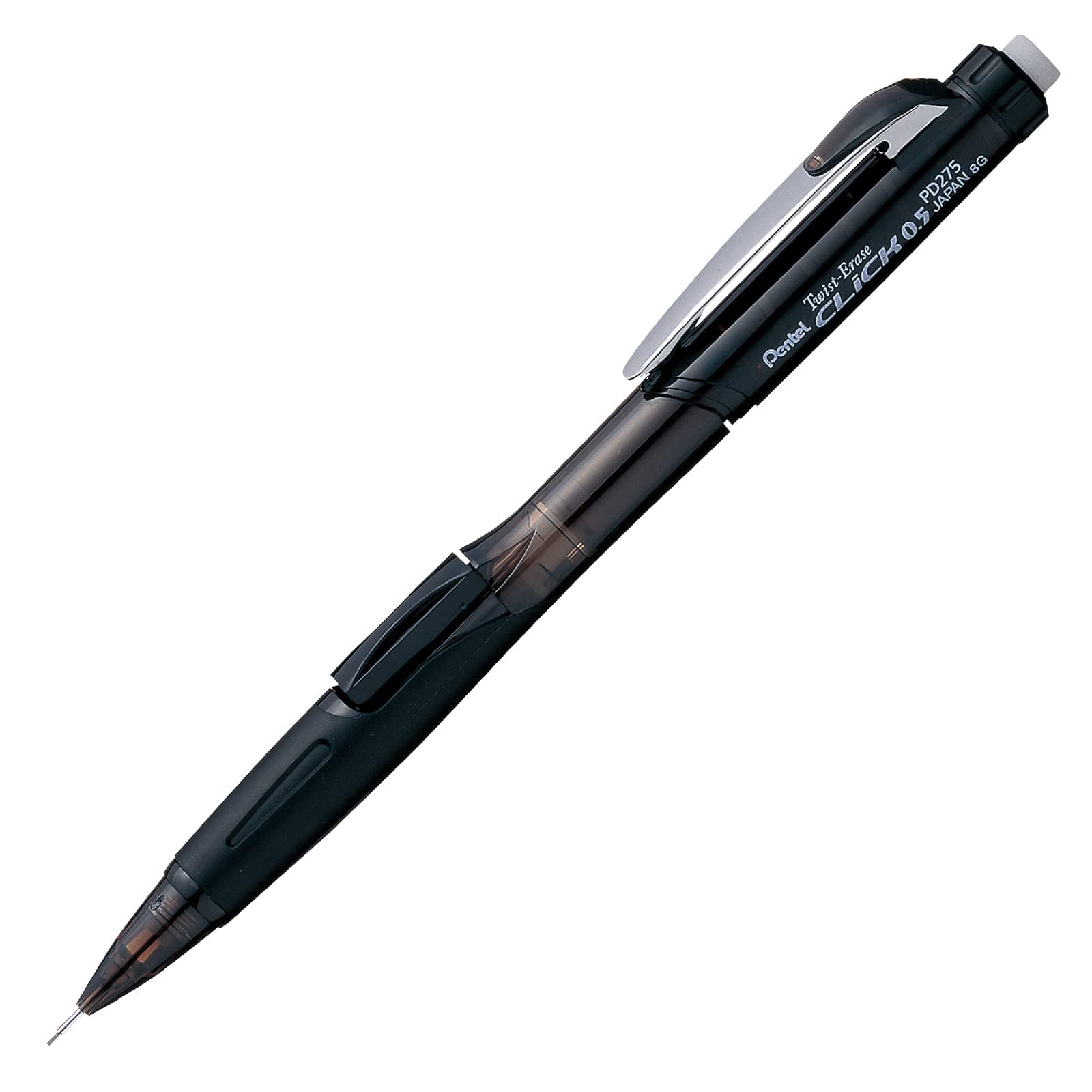 Twist-Erase CLICK Mechanical Pencil (0.5mm) CLEAR Barrel, Black Grip, 12 Count