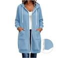 thumbnail image 5 of SwiftWear Women's Zip Up Hoodie Oversized Long Tunic Bucket Pocket Sweatshirt Full Length Casual Drawstring Coat, 5 of 9