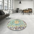 thumbnail image 3 of Ahgly Company Indoor Round Traditional Pink Medallion Area Rugs, 3' Round, 3 of 6