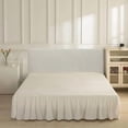 thumbnail image 3 of Bed Skirt Full Size Ruffled Bed Skirt with Split Corners, Ivory Full Bed Skirts 16 Inch Drop with Platform, 16'' Full, 3 of 7