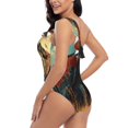 thumbnail image 6 of Balery Western Desert Cactus Bald Eagle One Shoulder Swimsuits for Women Ruffle Swimsuits Tummy Control One Shoulder Bathing Suits-Medium, 6 of 8