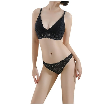 

EHTMSAK Bralettes Push-Up T-Shirt Bra Bras for Women Lace Plunge Bras Black L