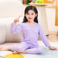 thumbnail image 1 of Conjunto de pijama de dos piezas de manga larga holgado de color sólido para niños grandes con aire acondicionado para el hogar de primavera, 1 of 6