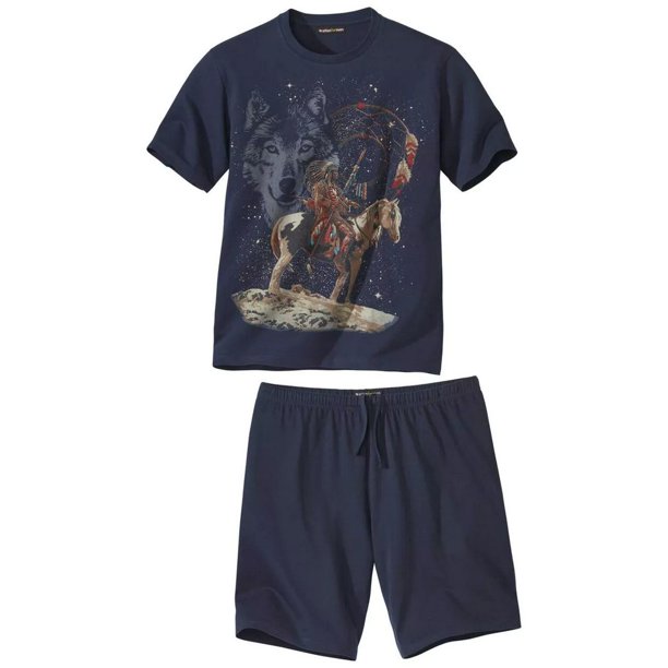 Atlas For Men - Set de Pijama Corto Tribal para Hombre (Marino)