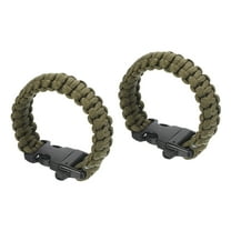 Uxcell Survival Paracord Bracelets, 2 Pack Braided Paracord Bracelet, Dark Green