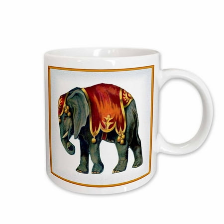 

3dRose Framed Victorian Circus Elephant Ceramic Mug 11-ounce