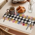 thumbnail image 3 of Colorful Flowers Placemats Set of 12 Spring Floral Elegant Pastoral Rustic Place Mats Indoor Wipeable Table Mats Washable Cloth Dining Table Placemats for Kitchen Holiday Party Home Decor 13x19 Inch, 3 of 9