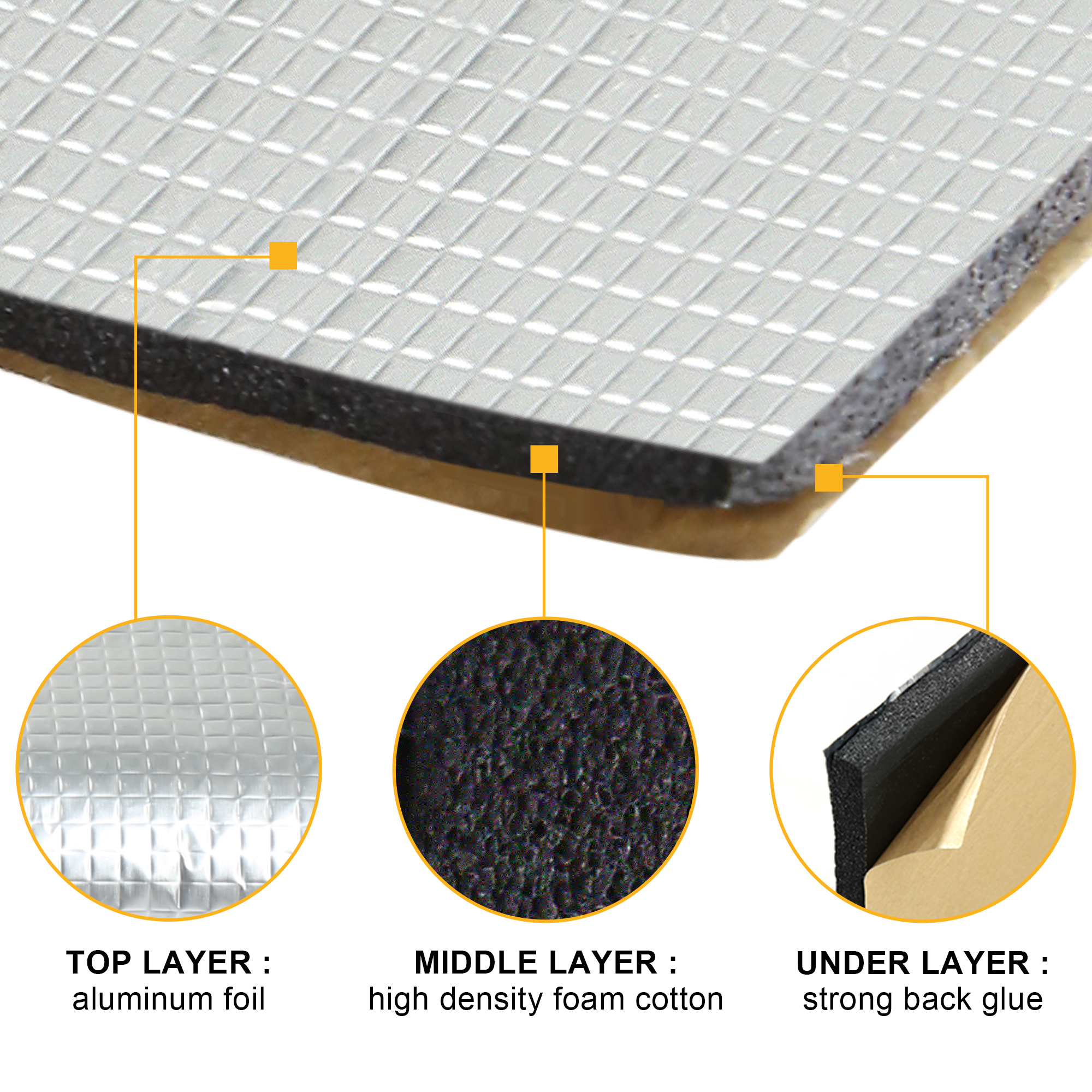 Unique Bargains Universal 10mm Aluminum Foil Car Sound Deadener Heat Insulation 79" x 39"