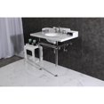 thumbnail image 4 of Kingston Brass LMS36MA6 Pemberton 36" Carrara Marble Console Sink with Acrylic Legs (8-Inch, 3-Hole), Carrara Marble White/Polished Nickel, 4 of 8