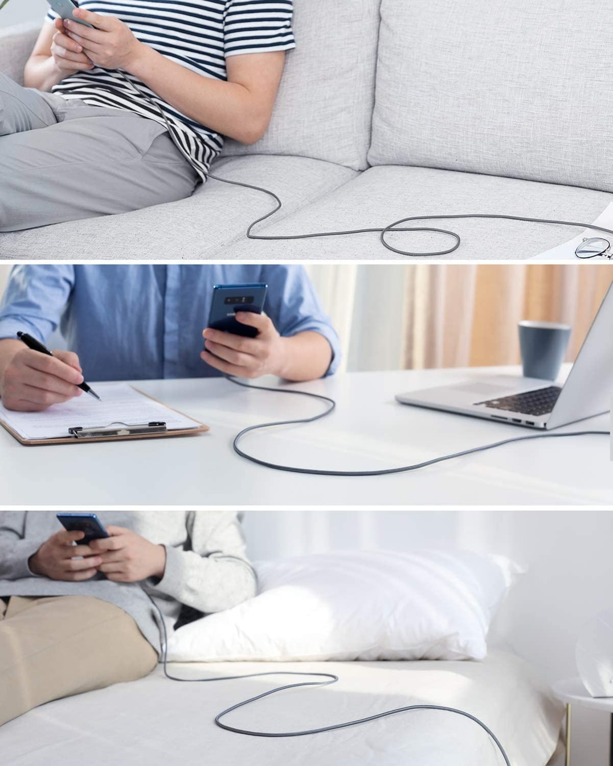 6ft and 10ft Long PD USB-C Cables for iPhone 15/Pro/Max/Plus - Fast Charge TYPE-C to TYPE-C Cord Power Wire USB-C to USB-C Data Sync A3Z Compatible With iPhone 15/Pro/Max/Plus