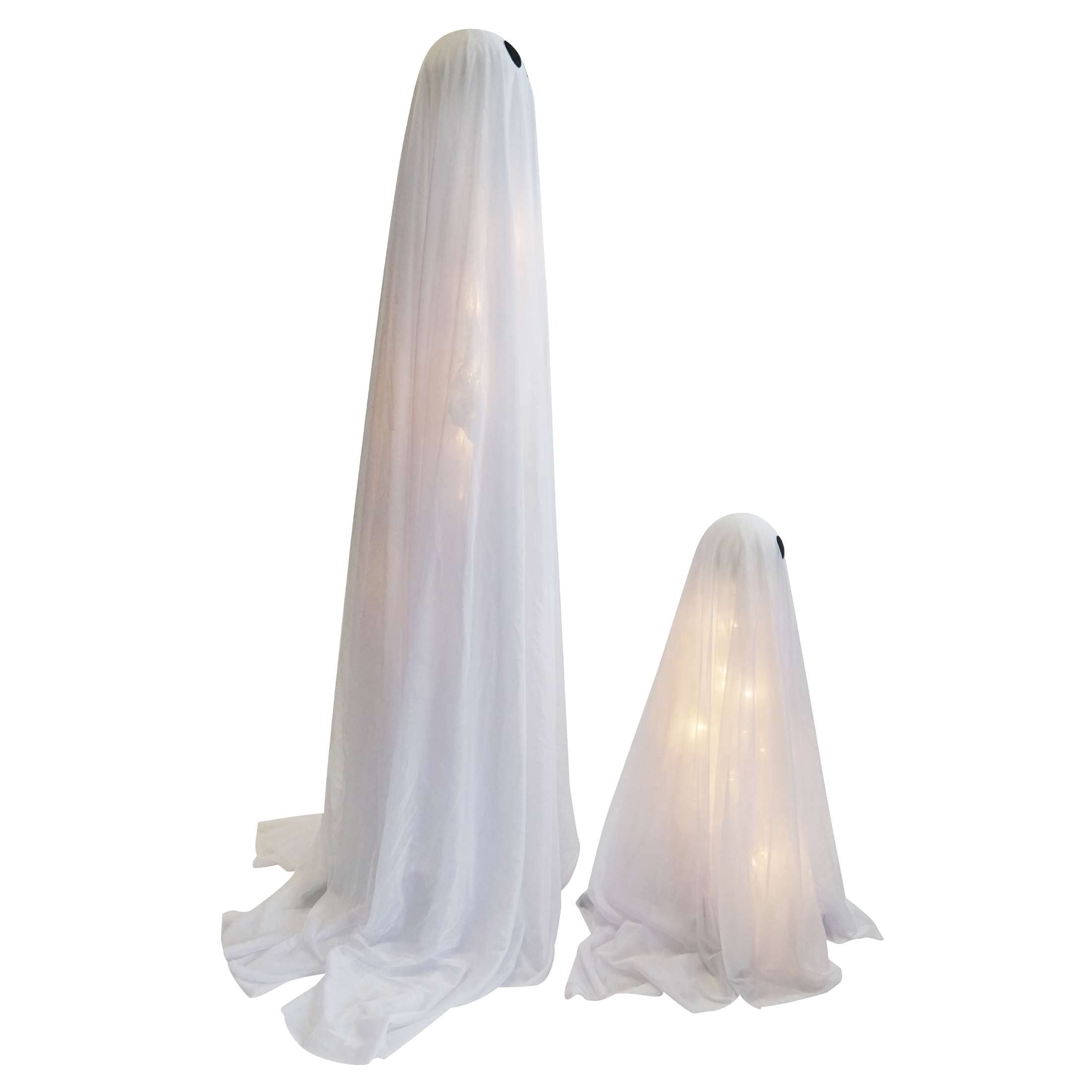 Light-Up Standing Fabric Ghost Decorations, White, 2 Pieces, Halloween by Way To Celebrate