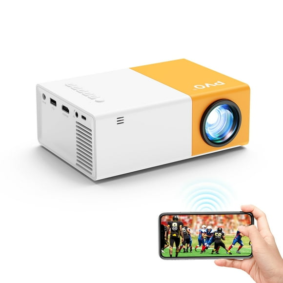 PVO Projecteur WiFi Portable Mini Projecteurs 1080P, Écran de Téléphone Peut Être Miroir vers Projecteur Vidéo via WiFi, Projecteurs de Films Compatibles avec Téléphone Intelligent