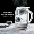 thumbnail image 2 of OVENTE Electric Hot Water Glass Kettle 1.5 Liter Borosilicate Glass with ProntoFill Technology Easy Fill Solution, Portable 1500 Watt Tea Maker Auto Shut-Off Fast Heating for Beverage, White KG516W, 2 of 12