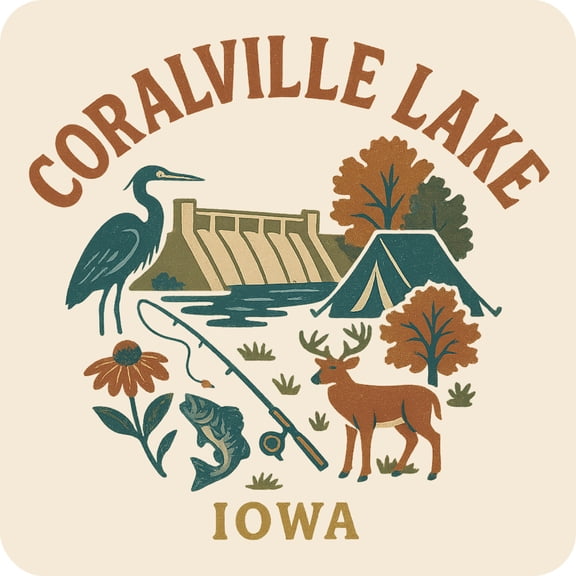 Coralville Lake Iowa Keepsakes Souvenir Vinyl Sticker – Destination Travel Keepsake Collectible (3-Inches Wide)