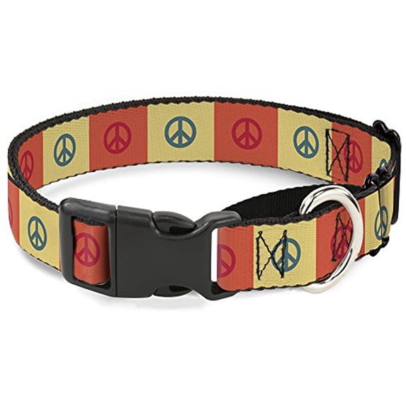 Buckle-Down Peace Blocks Red Yellowith Blue Martingale Dog Collar