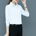 thumbnail image 5 of ZenCart Women Shirt Lapel Long Sleeve Button Placket Shirt Tops Solid Color Slim Fit Business Office Shirt Workwear, 5 of 7