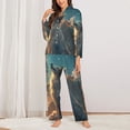 thumbnail image 2 of Balery Starry Sky Cloud Wolf Conjunto de Pijama con Estampado para Mujer, Conjunto de Dos Piezas con Manga Larga, Ropa de Dormir Suave con Bolsillos, Pijamas Cómodos-Large, 2 of 7