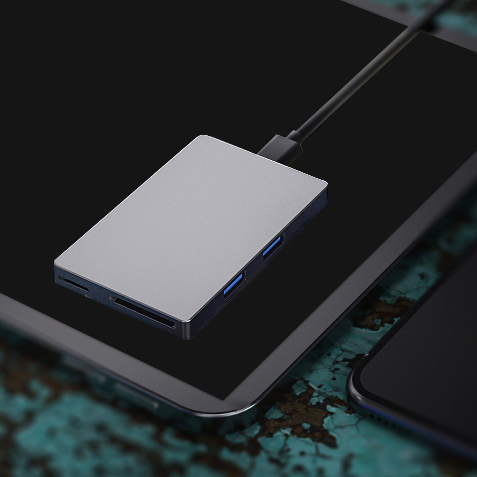 6Port USB C Adapter 4K60hz Video Transfer USB 3.0x2 Data Port Support Card Reader Enhances Connection Fast Charging