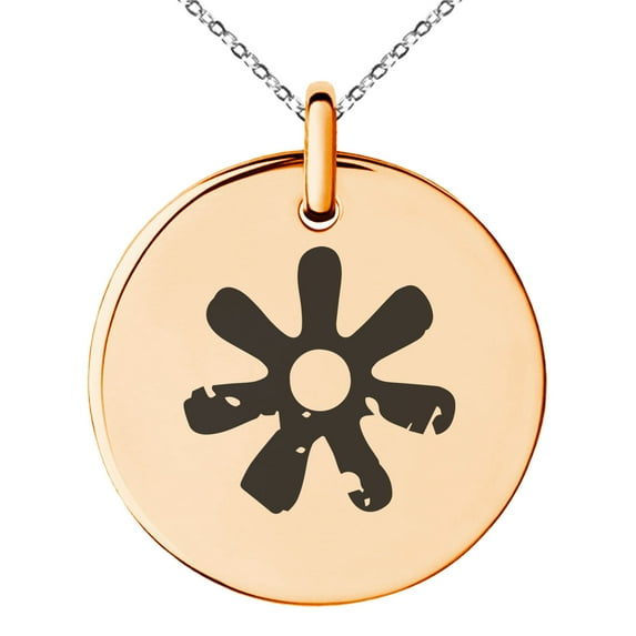Stainless Steel Ancient Tribal Wisdom Rune Engraved Small Medallion Circle Charm Pendant Necklace