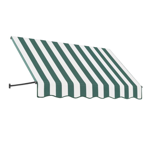 Awntech 10.375 ft Santa Fe Fixed Awning Acrylic Fabric, Forest/White Stripe