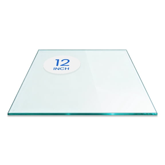 Dulles Glass 12" Square Table Top 1/4" Thick, Flat Polished Tempered Glass for Indoor Dining or Outdoor Patio, 3 Pounds