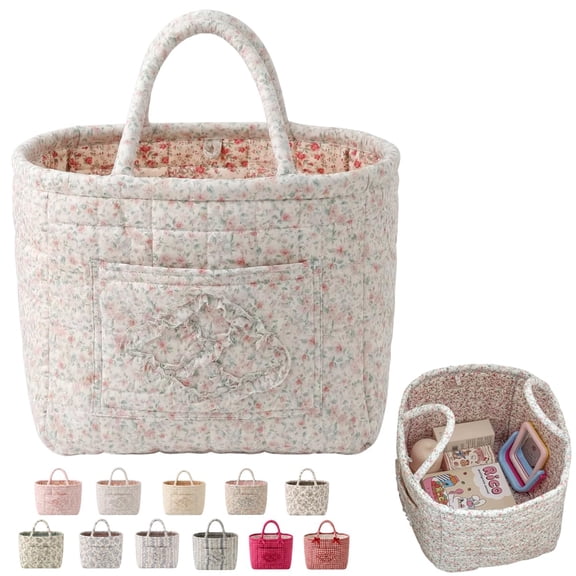 Women's Large Capacity Quilted Car Storage Basket Tote Bag, Foldable Washable Multi Diaper Organizer, for Daily Use
