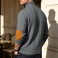 thumbnail image 4 of Gamivast Men's Button Neck Pullover Sweater Soft Cable Knit Long Sleeve Mock Neck Top with Elbow Patches Ribbed Cuffs Regular Fit for Casual Work Travel Fall and Winter Dark Gray S, 4 of 5