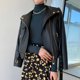 thumbnail image 3 of Chaqueta de moto de cuero genuino recortada 2024 tendencia streetwear abrigos de piel de oveja real negros suaves de alta gama con cinturón, 3 of 5