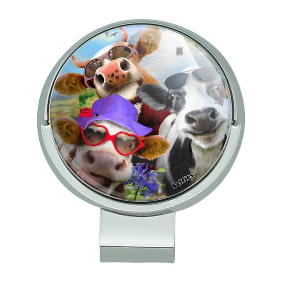 Udderly Cool Cow Farm Selfie Golf Hat Clip With Magnetic Ball Marker