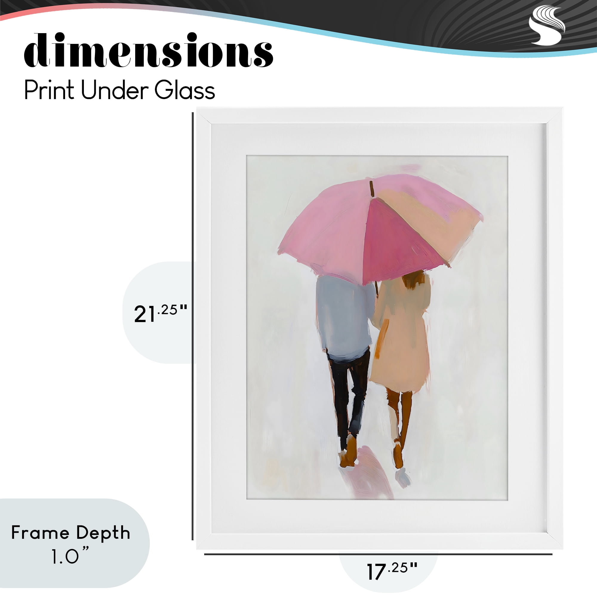Stupell Industries Couple Stroll Under Umbrella White Framed Print Under Glass, design by The Prints Vibe