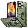 thumbnail image 1 of Nalacover Rugged Case for iPhone 14 Pro, Heavy Duty Hybrid PC + TPU Military Grade Shockproof Cover with Rotated Ring Holder Kickstand Magnetic Car Mount Non-Slip Case, Armygreen, 1 of 8
