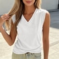 thumbnail image 6 of ClodeEU Women's V Neck Sleeveless Tank Top ,Solid Color Casual Summer Tops White,Women's Plus S, 6 of 7
