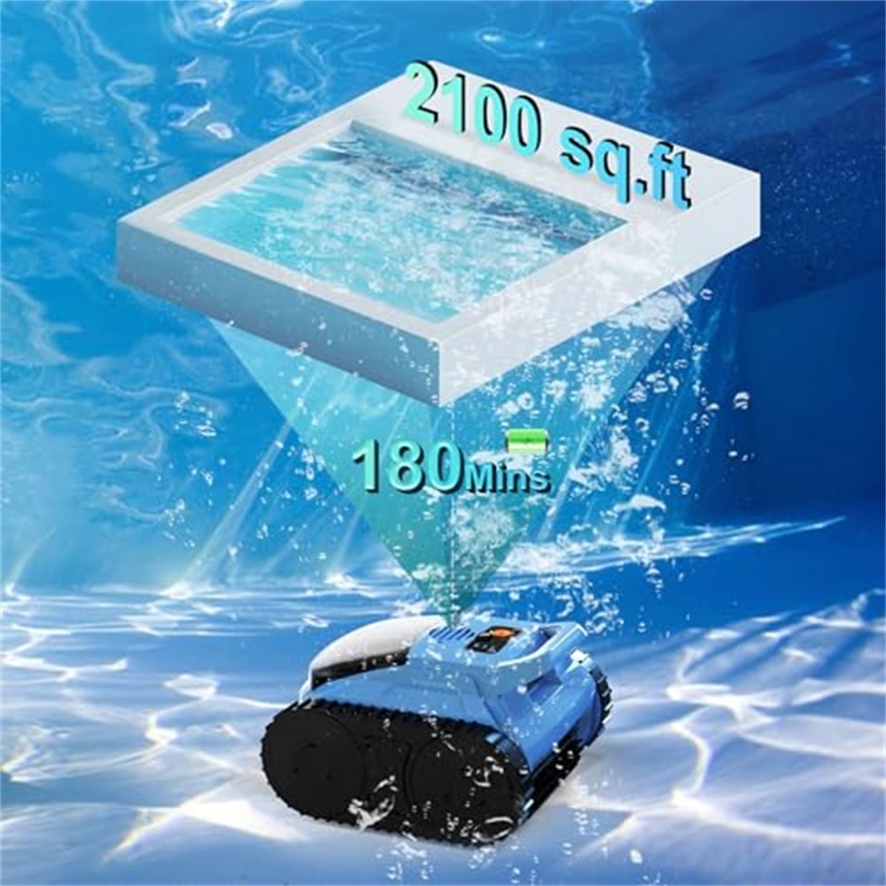 Robotic Pool Cleaners, Wall Climbing Pool Vacuum for Inground Pools, Pool Floors, Drain & Walls & Waterline, Cleaning Up to 2100 Sq.ft, 180 Min