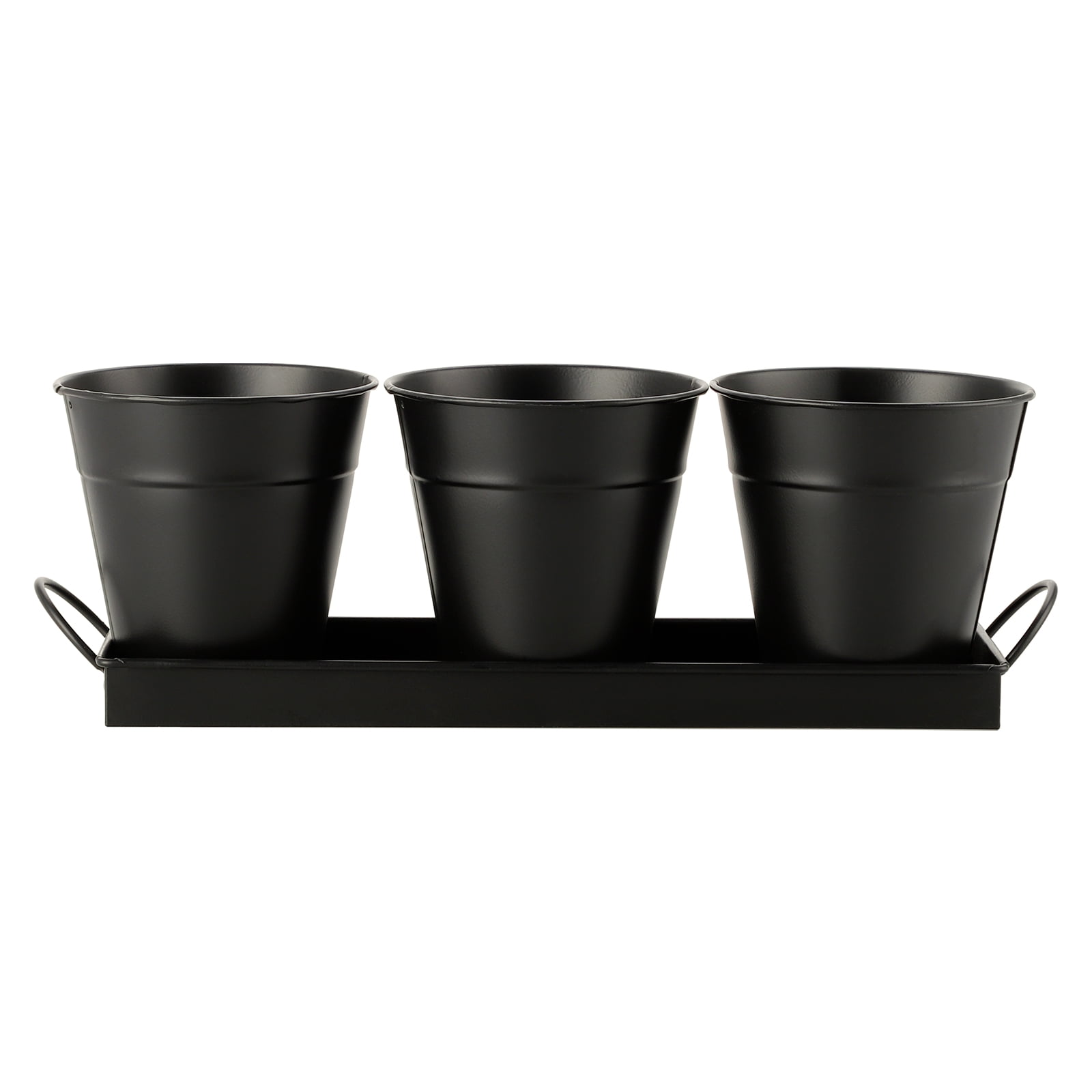 Iron Bucket Vases 3pcs Garden Home Outdoor Decor Creative With Tray