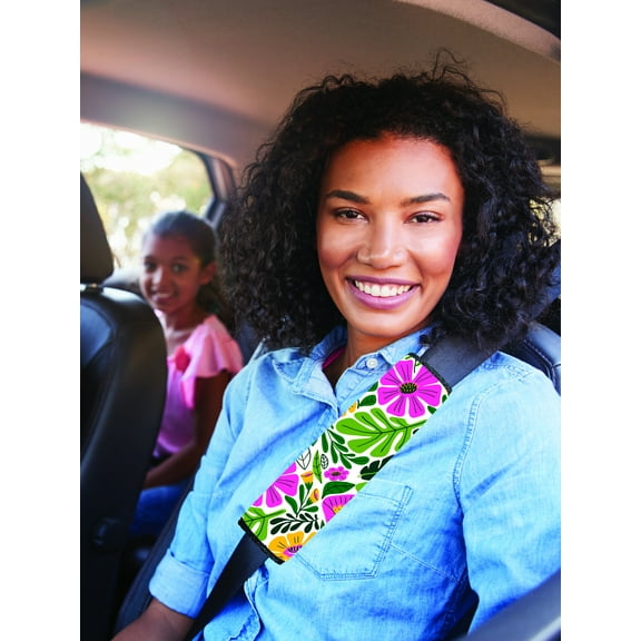 Women's Bright Island Floral Print Universal Car Seat Belt CoverNeoprene Material