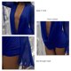 thumbnail image 4 of Malla mini vestido falda conjunto profundo V acanalada frente manga larga sin respaldo cordón falda 2 unidades conjunto para club azul M, 4 of 5