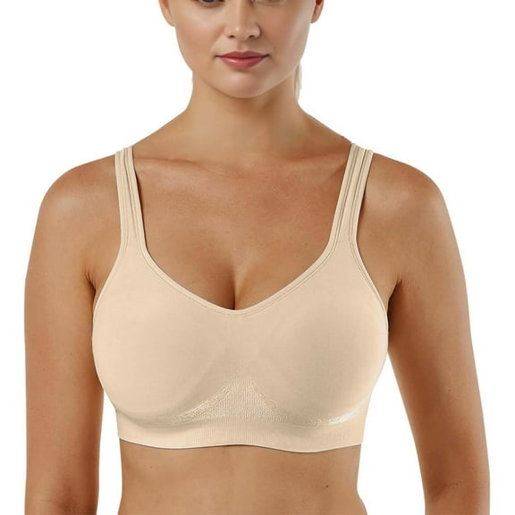 Summer Akafmk Plus Size Womens Bras,Sports Bras for Women,Ladies Traceless Comfortable No Steel Ring Breathable Gathering Buckle Bra Woman Underwear Beige S
