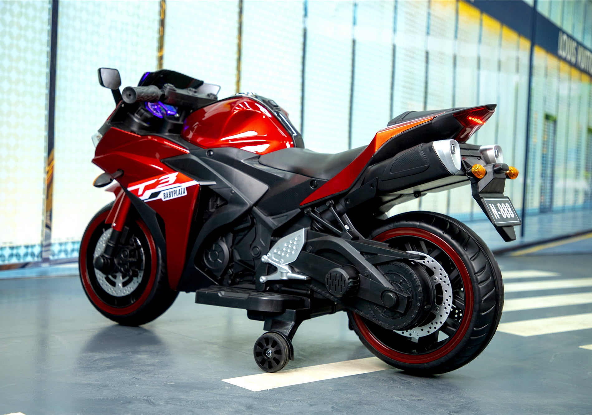 HONGLONG 12V Kids Toys Motorcycle, Electric Ride on Toys with Training Wheels,Manual Throttle, for 3-6 Years Boys Girls, Red