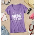 thumbnail image 3 of S4E Women's Meow I'm A Cat Slim Fit V-Neck T-Shirt X-Large Heather Purple, 3 of 4