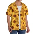 thumbnail image 4 of Fotbe Yellow Leopard Print Sunflower print Short Sleeve Button Down Shirts for Men Casual Summer Beach Wrinkle Free Shirt-Medium, 4 of 7