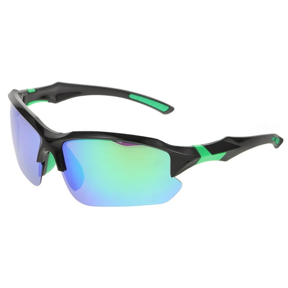 NUOLUX Mens Sport Sunglasses 1Pcs for Cycling with Orange Green Silver Lenses Round Shape TAC Material UV Protection