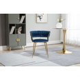 thumbnail image 5 of Elegant Velvet Fabric Dining Chair Set of 2 with Woven Backrest, Upholstered Back Stool with Metal Golden Legs and Anti-slip feet, Vanity Chair for Bedroom Living Room Dining Room, Navy, 5 of 9