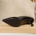 thumbnail image 5 of Womens Black Pointed Toe Pumps Chunky Block Heels 2.5 Inch Comfortable Work Heels Office Wedding Dress Shoes Synthetic Glossy,Size 7, 5 of 9