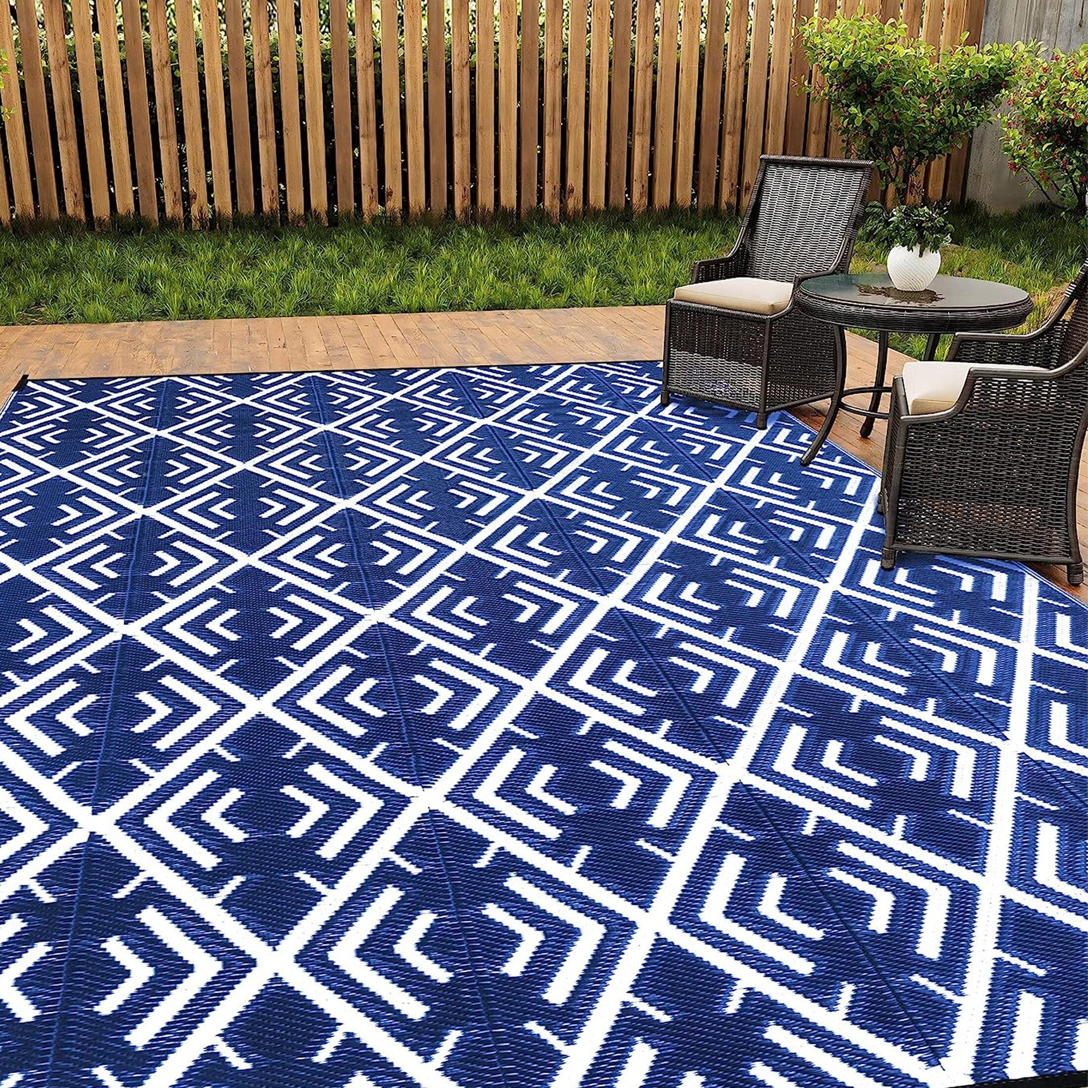 HUGEAR Outdoor Rugs Clearance 9'x12' Area Patio Rugs Waterproof Camping