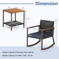 thumbnail image 3 of Costway 3 PCS Patio Rattan Rocking Chair Bistro Set Armrest Cushion Table with Storage Shelf Navy, 3 of 10