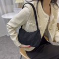 thumbnail image 3 of Sac à Main en Velours Côtelé pour Femmes Mode Couleur Unie (Bleu), 3 of 6